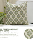 Block Print Linen Blend Pillow Cover-Uday