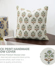 Handmade Floral Indian Block Printed Viscose Linen Pillow Cover - Traffic Light