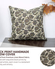 Custard Apple Handmade Floral Cushion Cases – Block Printed in Pastel Brown & Green