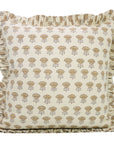 Block Print Duck Canvas Frill Pillow Cover- Kohinoor