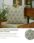 Block Print Pure Linen  Pillow Cover- Belpatra