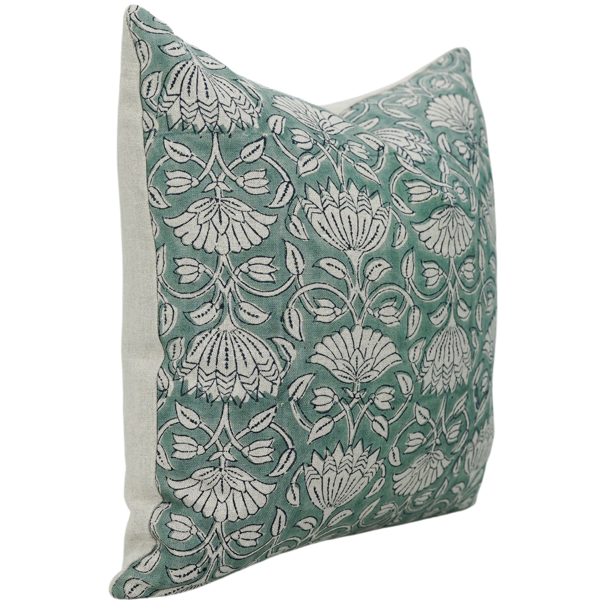 Pure Linen block print designer boho pillow/cushion cover- ULTA KAMAL - Fabdivine