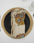 HANDMADE BLOCK PRINTED FLORAL TABLE RUFFLED DECORATIVE DINING NAPKIN SET – SANDHYA PUSHP