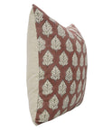 Lumber Designer Handmade Leaf Printed Linen Blend Throw Cushion Cases for Farmhouse - Mayur Red