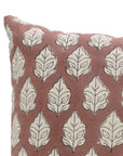 Lumber Designer Handmade Leaf Printed Linen Blend Throw Cushion Cases for Farmhouse - Mayur Red