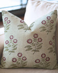 Throw Pillow Cover Viscous Linen – Neha Pink Floral Hand Block Printed Design By Fabdivine.