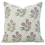 Throw Pillow Cover Viscous Linen – Neha Pink Floral Hand Block Printed Design By Fabdivine.