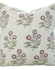 Throw Pillow Cover Viscous Linen – Neha Pink Floral Hand Block Printed Design By Fabdivine.