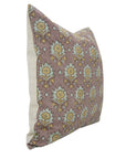 Kusum Handmade Leaf Printed Linen Blend Cushion Wrap – Mustard, Light Blue & Brown