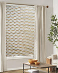 Pure White Linen Block Print Roman Shade -Kohinoor