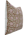 6 Kamal Handcrafted Viscose Linen Cushion Wrap – Pink & Brown Floral Block Print Elegance