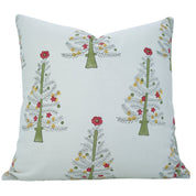 Hand Block Printed Farmhouse Thick White Cotton Pillow Cover – ChristmasTree Green By Fabdivine.