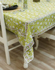 FLORAL BLOCK PRINT HANDMADE DECORATIVE INDIAN TABLE COVERING IN COTTON FABRIC - NAYAB