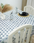 HANDMADE BLOCK PRINTED FLORAL DESIGNER COTTON TABLECLOTH AND NAPKIN - BHISHMA