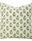 Block Printed Floral Duck Canvas Pillow Cover - Coastal Tulip