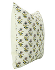 Block Printed Floral Duck Canvas Pillow Cover - Coastal Tulip