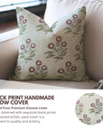 Throw Pillow Cover Viscous Linen – Neha Pink Floral Hand Block Printed Design By Fabdivine.