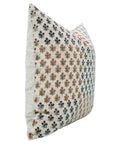 Classic Floral Handblock Printed Cushion Protector Sustainable Kesariya Style with Red - Viscous Linen