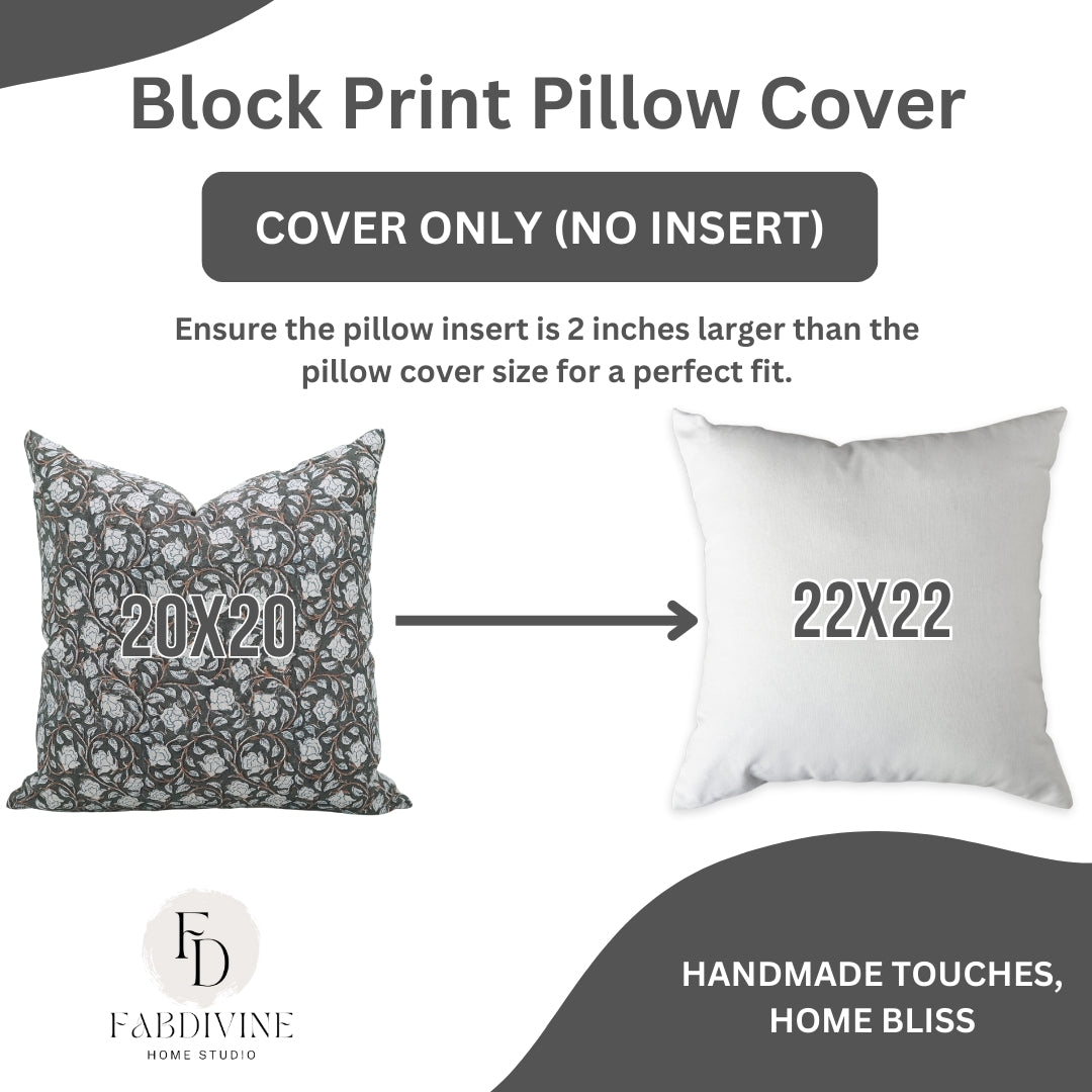 Throw Pillow Cover Designer Collection Of Hand Block Print Pure Linen - Amritvela