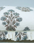 Block Print Off-White Linen Frill Pillow Cover-Morpankh