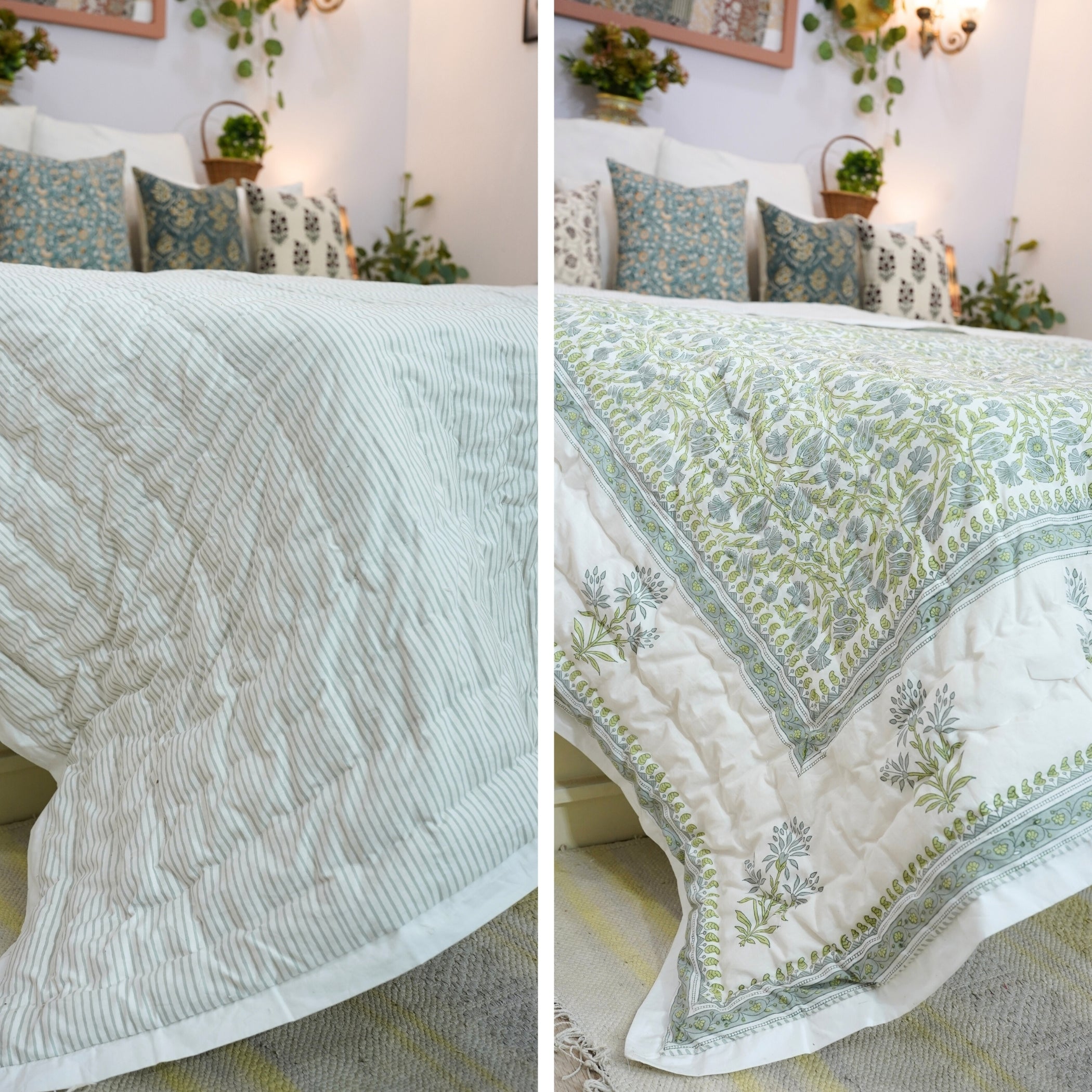 Comfortable Cotton Hand Block Printed Coverlet/Quilts