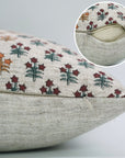 Classic Floral Handblock Printed Cushion Protector Sustainable Kesariya Style with Red - Viscous Linen