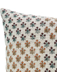 Classic Floral Handblock Printed Cushion Protector Sustainable Kesariya Style with Red - Viscous Linen