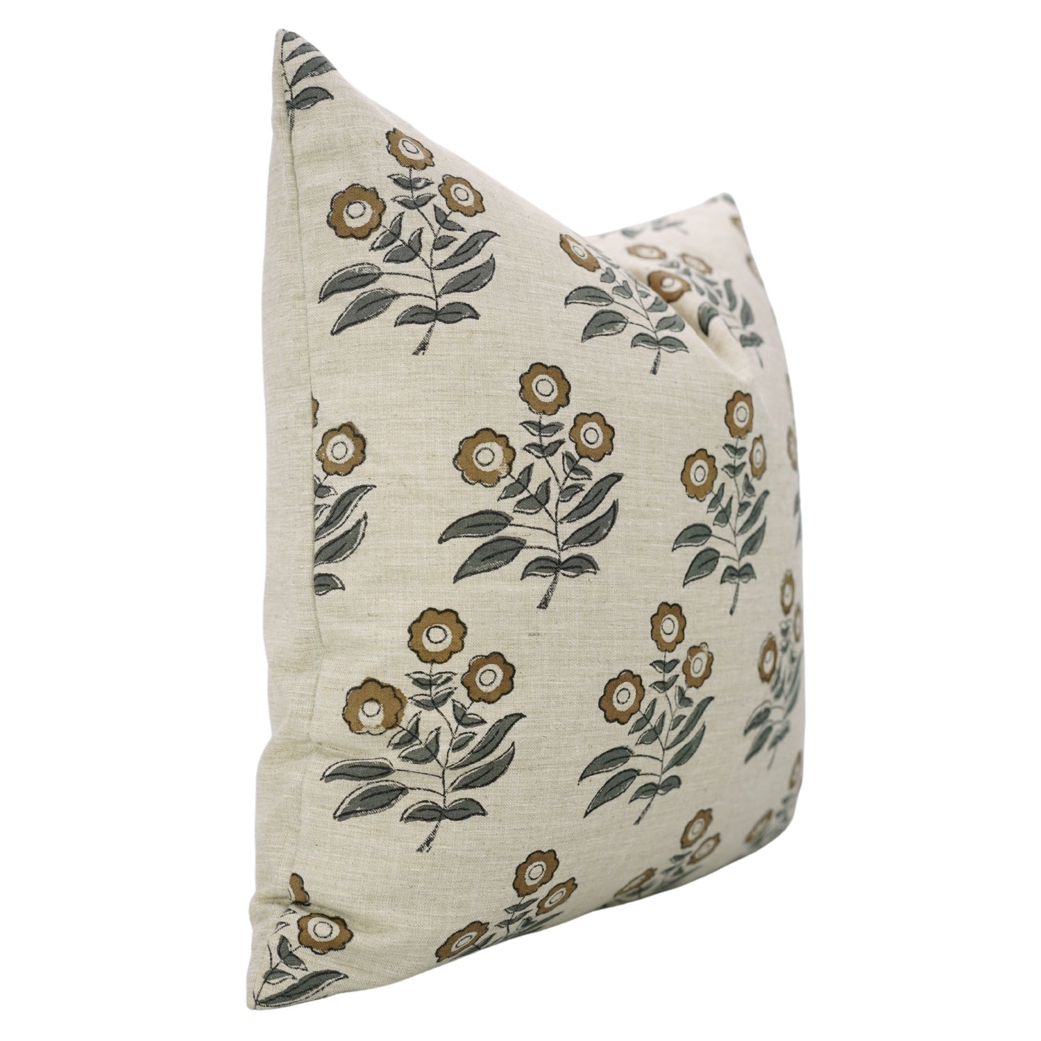 Elegant Designer Floral Printed Throw Pillow Cover With Neha Brown - Linen Blend  