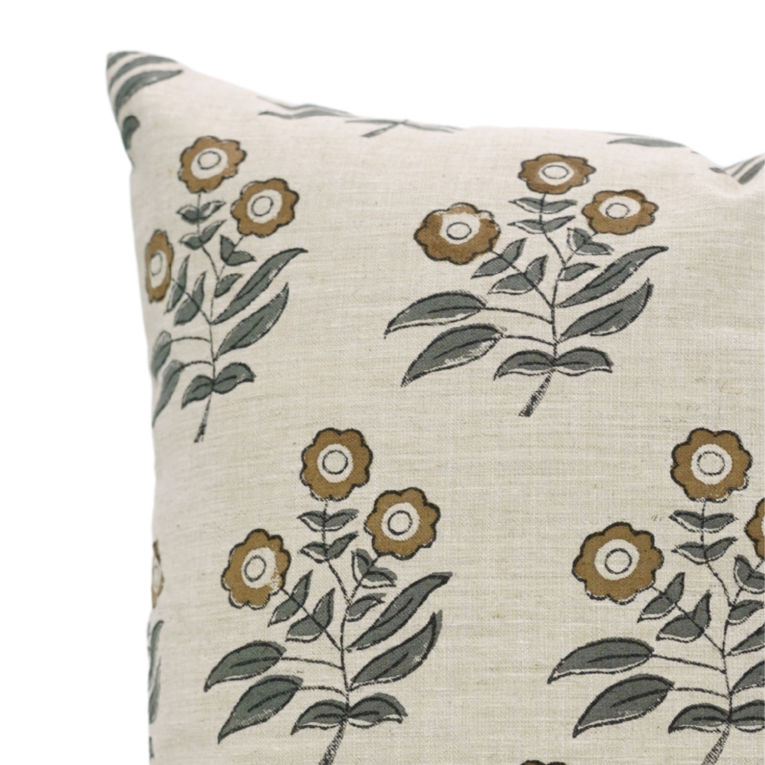 Elegant Designer Floral Printed Throw Pillow Cover With Neha Brown - Linen Blend  