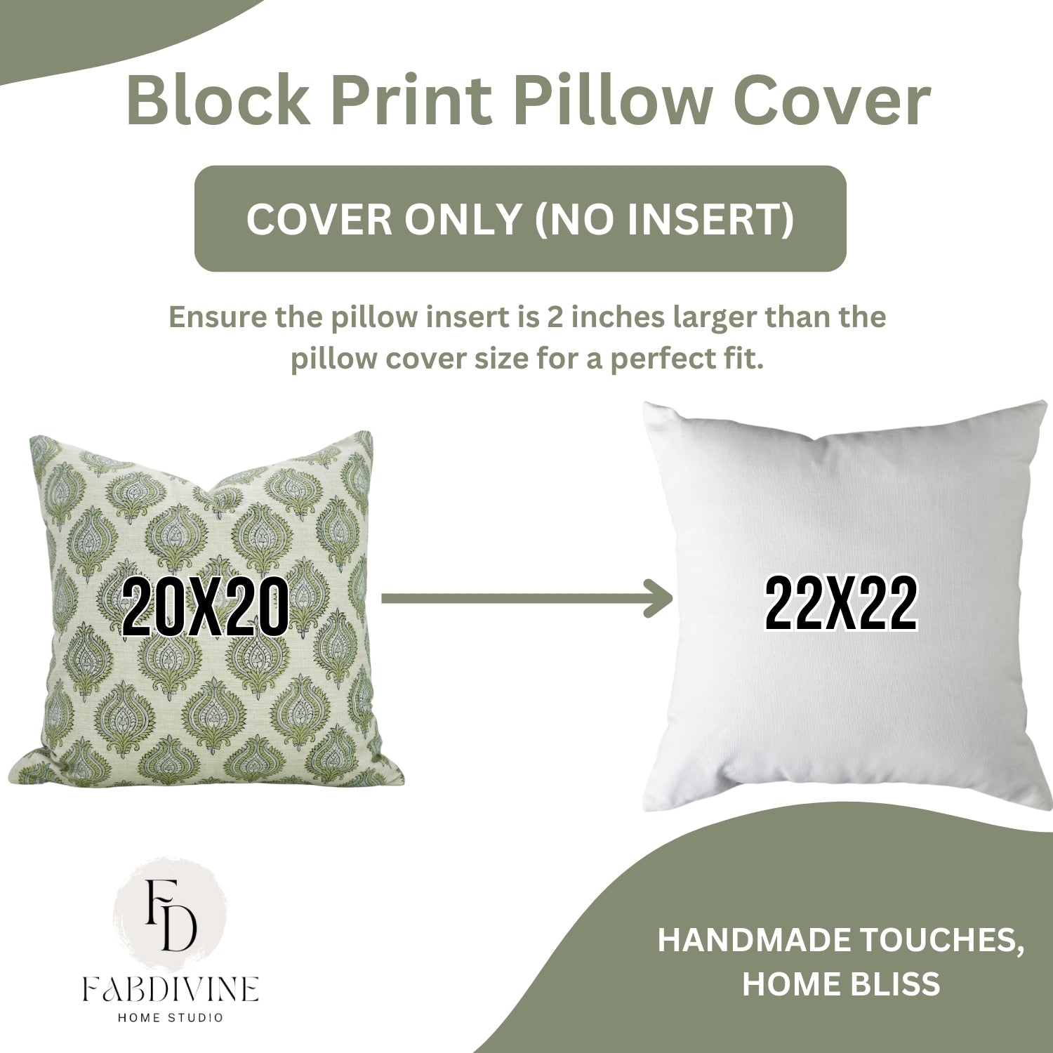 Block Print Linen Blend Pillow Cover-Uday