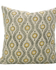 Decorative Floral Handmade Sofa/Cough Cushion Cases in Linen Blend - Lehar in Mustard & Green  