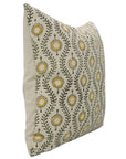 Decorative Floral Handmade Sofa/Cough Cushion Cases in Linen Blend - Lehar in Mustard & Green  