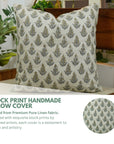 Block Print Pure Linen  Pillow Cover-Kanak Buti