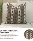 Timeless Bohemian Handmade Floral Printed Laxmi Red Cushion Case - Viscous Linen Charm