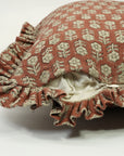 Block Print Thick Linen Frill Pillow Cover-Tulsi Buti