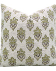 Viscose Linen Throw Cushion Cover – Samrat Green Handblock Printed Floral