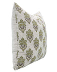 Viscose Linen Throw Cushion Cover – Samrat Green Handblock Printed Floral