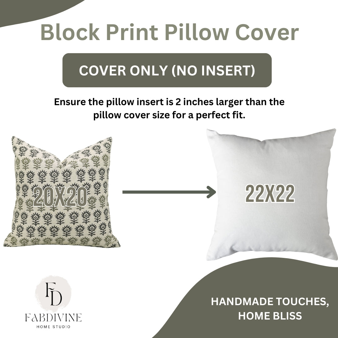 Square/Lumber Block Printed Pillow Cover - Pure Linen - Surajmukhi