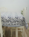 BLOCK PRINTED FLORAL HANDMADE DECORATIVE COTTON TABLE COVERING AND RUNNER - SEHJAN