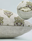 Viscose Linen Throw Cushion Cover – Samrat Green Handblock Printed Floral