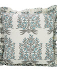 Block Print Thick Cotton White Pillow Cover-Vrindavan