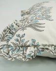 Block Print Thick Cotton White Pillow Cover-Vrindavan