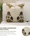 Handcrafted Boho Cushion Case – Badhshah Wine Block Printed Floral Linen Blend