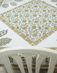 HANDMADE BLOCK PRINTED COTTON FLORAL NAPKIN AND CUSTOM DECORATIVE TABLE COVERING - GUDHAL BORDER