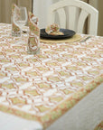 BLOCK PRINTED HANDMADE FLORAL COTTON TABLECLOTH/COVERING - HRIDYAVAN