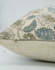 Home Décor Floral Designer Handblock Printed Throw Cushion Wrap Linen blend Mandakani in Gray