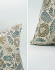 Home Décor Floral Designer Handblock Printed Throw Cushion Wrap Linen blend Mandakani in Gray