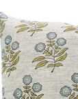 Handmade Boho Pillow Cover - Neha Blue Indian Block Printed Floral in Viscose Linen