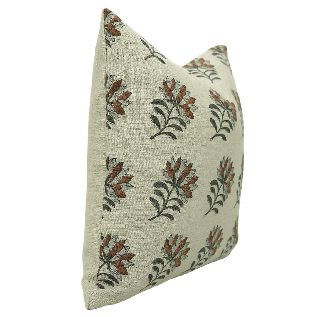 Throw Pillow Cover Designer Collection of Hand Block Print Thick Linen- SUMMER - Fabdivine