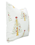 Christmas Tree Yellow Handblock Pillow Case – Pink, Yellow & White Leaf Printed on Thick Cotton